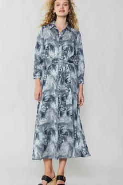 Current Air Marbled Motif Buttondown Dress GREYMULTI Online