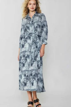 Current Air Marbled Motif Buttondown Dress GREYMULTI Online