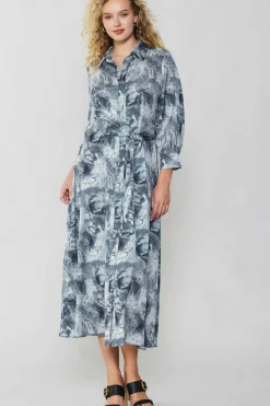 Current Air Marbled Motif Buttondown Dress GREYMULTI Online