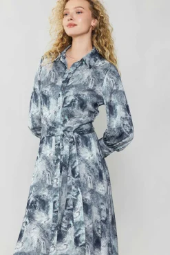 Current Air Marbled Motif Buttondown Dress GREYMULTI Online