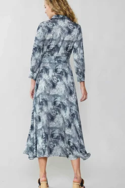 Current Air Marbled Motif Buttondown Dress GREYMULTI Online