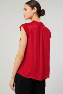 Current Air Margot Pleated Blouse RED Sale