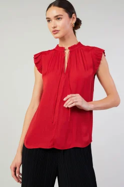Current Air Margot Pleated Blouse RED Sale
