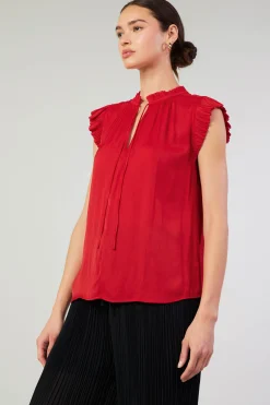 Current Air Margot Pleated Blouse RED Sale