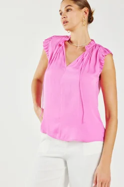 Current Air Margot Pleated Sleeve Blouse PINK Sale