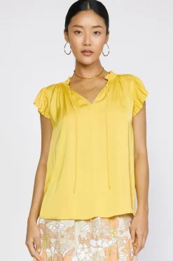 Current Air Margot Pleated Sleeve Blouse SUNNYYELLOW Best