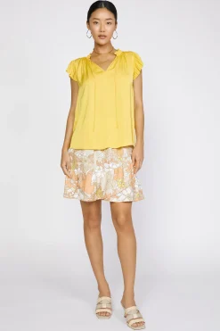 Current Air Margot Pleated Sleeve Blouse SUNNYYELLOW Best