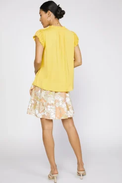 Current Air Margot Pleated Sleeve Blouse SUNNYYELLOW Best