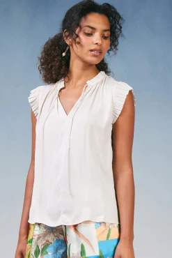 Current Air Margot Pleated Sleeve Blouse ECRU Best