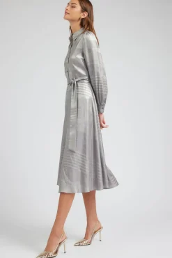 Current Air Metallic Buttondown Dress SILVER Hot