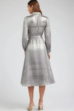 Current Air Metallic Buttondown Dress SILVER Hot