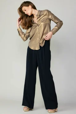 Current Air Metallic Buttonup Shirt GOLD New
