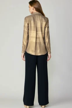 Current Air Metallic Buttonup Shirt GOLD New