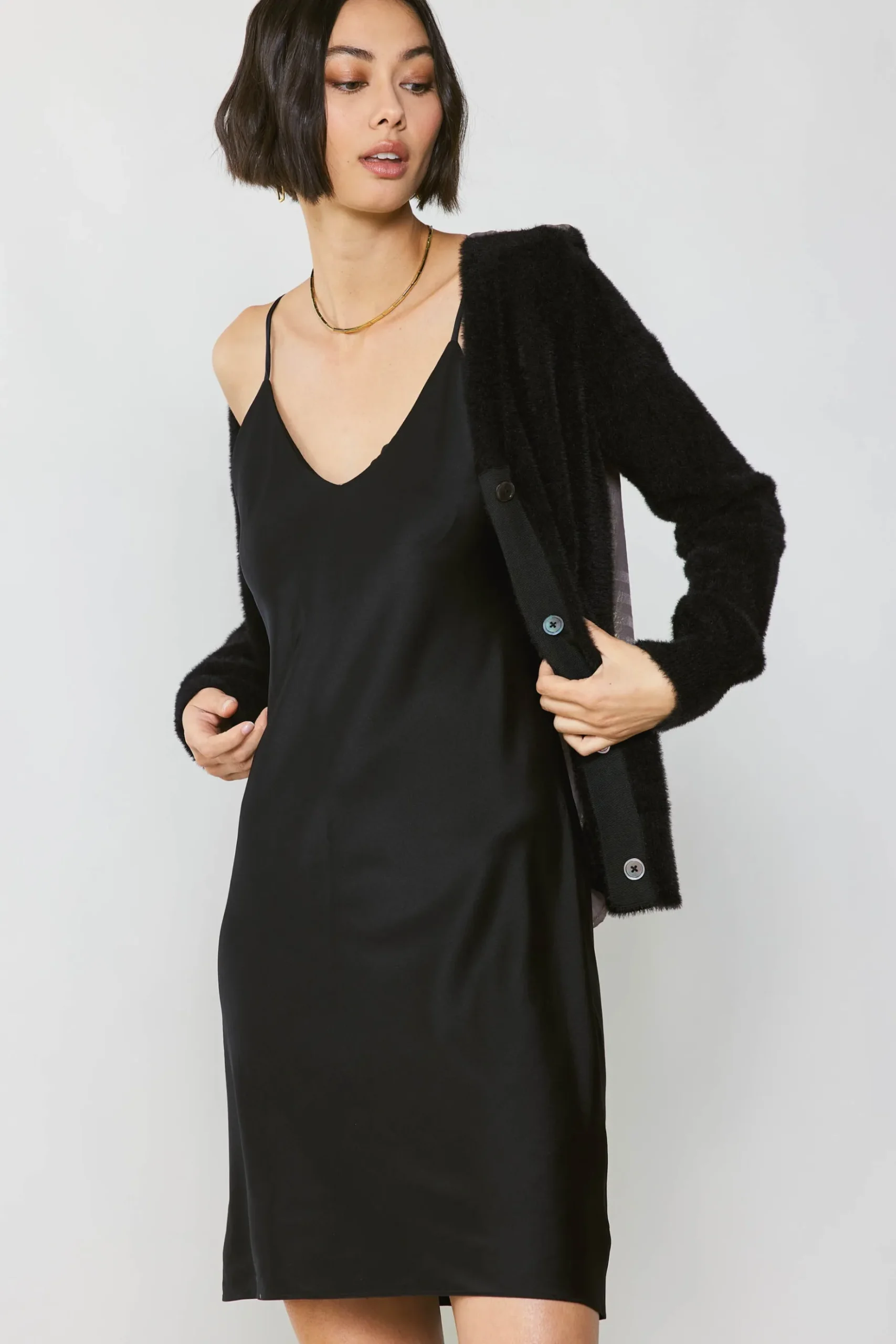 Current Air Metallic Contrast Cardigan GOLD-BLACK Hot