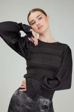 Current Air Metallic Contrast Sweater Top DARKBRONZE Outlet