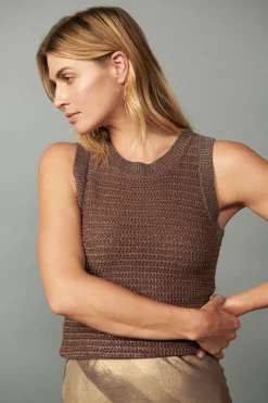 Current Air Metallic Sweater Shrug Set METALLICBROWN Online