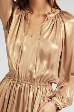 Current Air Metallic Tiered Mini Dress GOLD Best