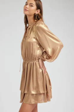 Current Air Metallic Tiered Mini Dress GOLD Best