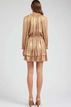 Current Air Metallic Tiered Mini Dress GOLD Best