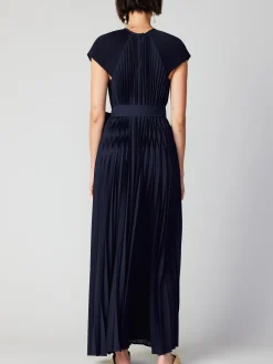 Current Air Mona Pleated Maxi Dress NAVY Hot