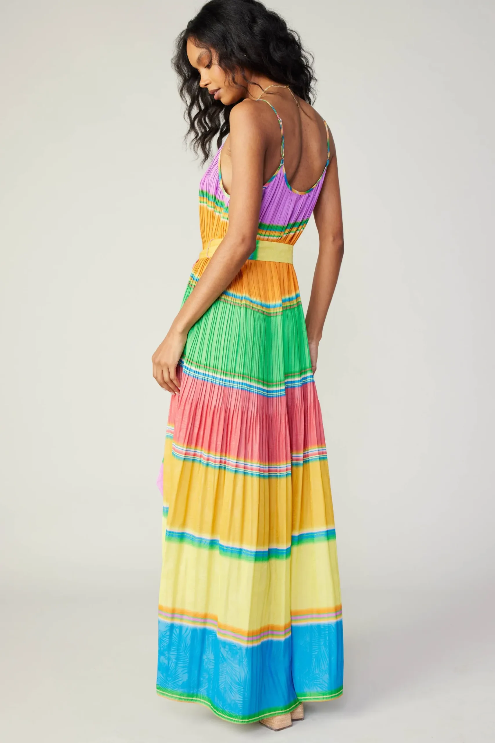 Current Air Multicolored Pleated Cami Dress RAINBOW Sale