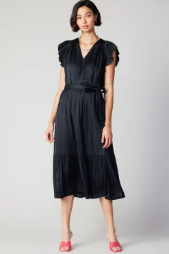 Current Air Natalia Flutter Sleeve Dress BLACK Clearance