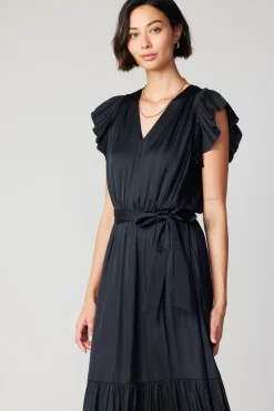 Current Air Natalia Flutter Sleeve Dress BLACK Clearance