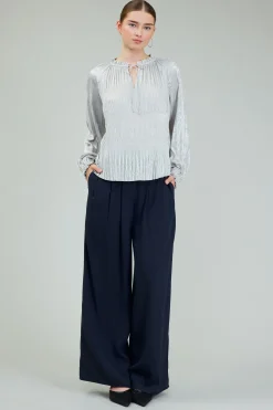 Current Air Opalescent Pleated Blouse OYSTER Sale