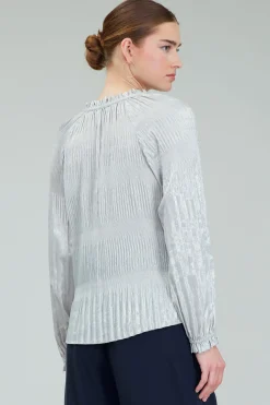 Current Air Opalescent Pleated Blouse OYSTER Sale