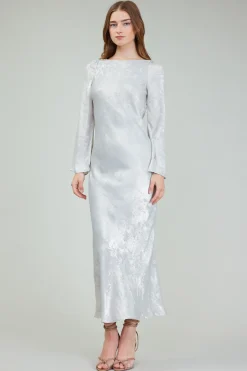 Current Air Opalescent Textured Maxi Dress OYSTER New