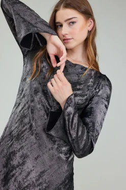 Current Air Opalescent Textured Maxi Dress PLUMGUNMETAL Fashion