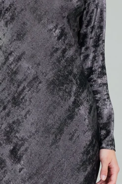 Current Air Opalescent Textured Maxi Dress PLUMGUNMETAL Fashion