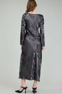 Current Air Opalescent Textured Maxi Dress PLUMGUNMETAL Fashion