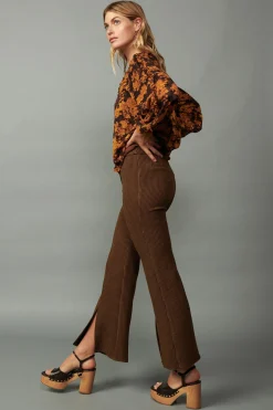 Current Air Orange Picot Stitch Blouse BROWNORANGEFLORAL Online