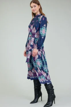 Current Air Ornate Border Printed Midi Dress MLT Best
