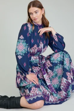 Current Air Ornate Border Printed Midi Dress MLT Best