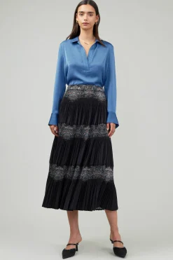 Current Air Ornate Motif Midi Skirt BLACKTAUPEMLT Best