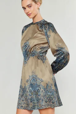 Current Air Ornate Motif Mini Dress TAUPEBLUEMLT New