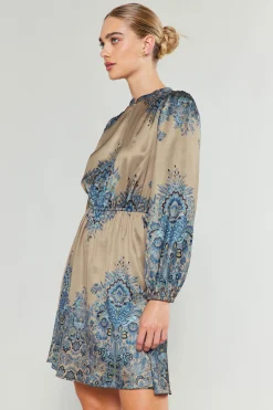 Current Air Ornate Motif Mini Dress TAUPEBLUEMLT New