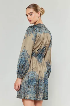 Current Air Ornate Motif Mini Dress TAUPEBLUEMLT New