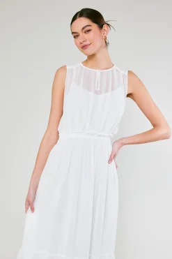 Current Air Overlayed Midi Dress WHITE Fashion