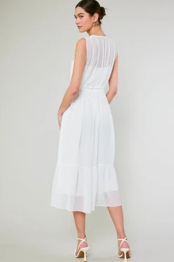 Current Air Overlayed Midi Dress WHITE Fashion