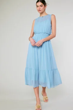 Current Air Overlayed Midi Dress PASTELBLUE Sale