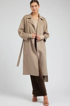 Current Air Oversized Belted Wool Coat LATTE Online
