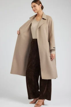 Current Air Oversized Belted Wool Coat LATTE Online