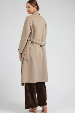 Current Air Oversized Belted Wool Coat LATTE Online