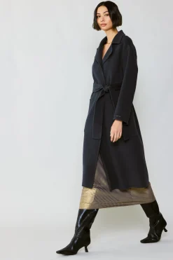 Current Air Oversized Belted Wool Coat CHARCOAL Clearance