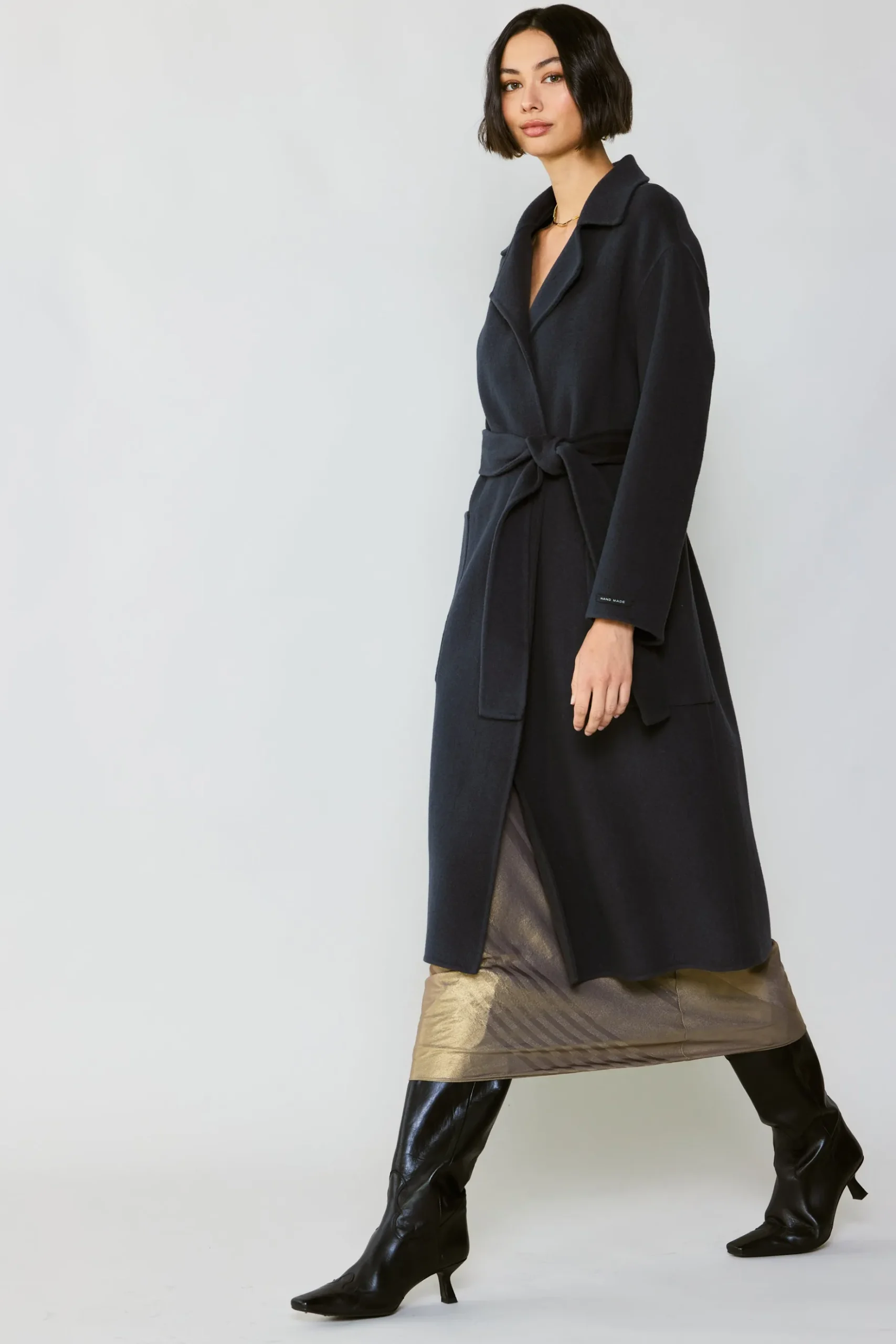 Current Air Oversized Belted Wool Coat CHARCOAL Clearance