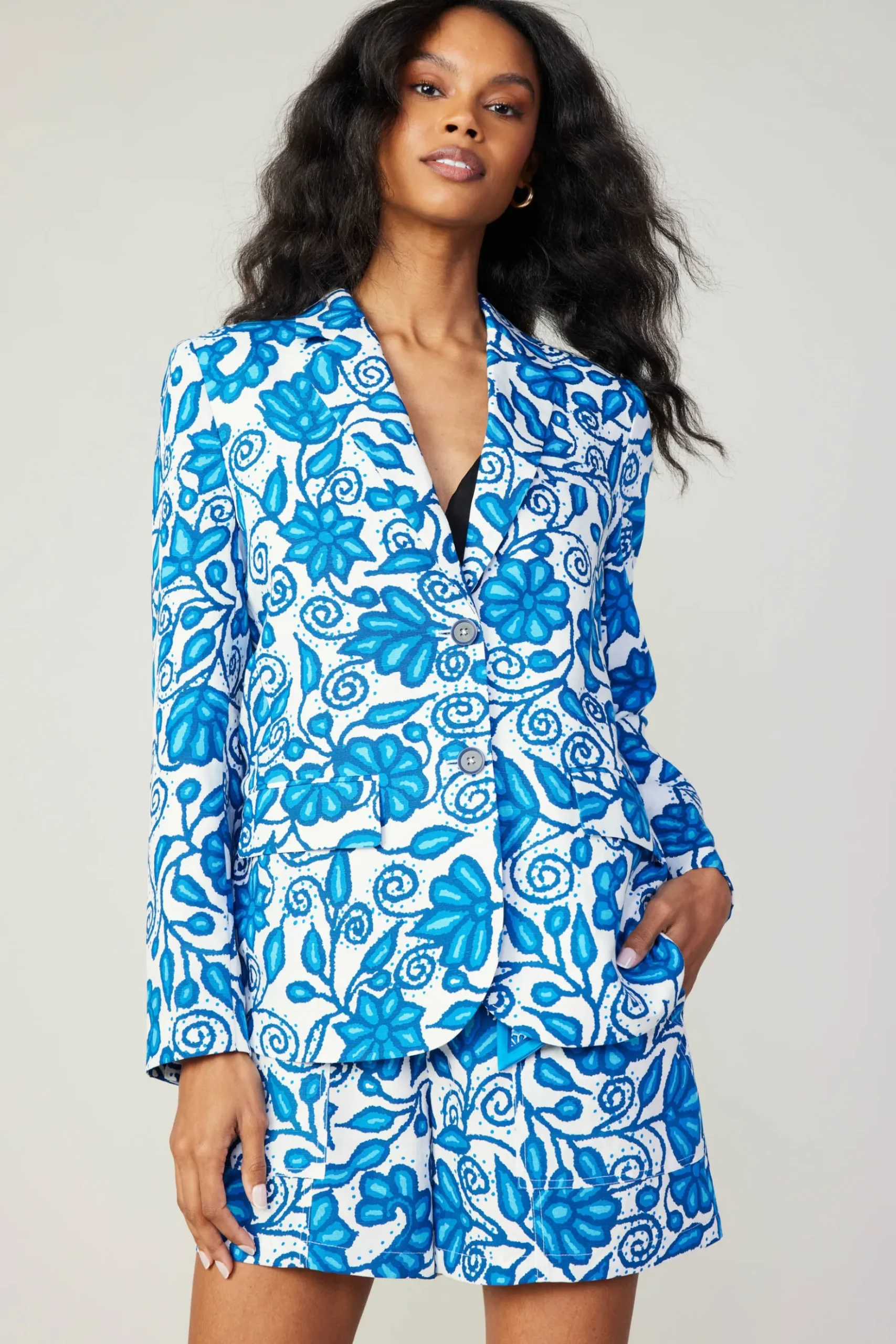 Current Air Painterly Floral Jacket BLUEMLT Sale