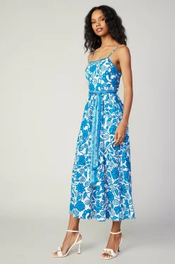 Current Air Painterly Floral Midi Dress BLUEMLT Sale